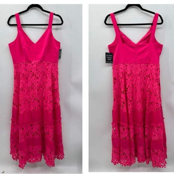 Boston Proper Dresses Boston Proper Mixed Media Lace Pom Pom Flirty Flowy Boho Chic Maxi